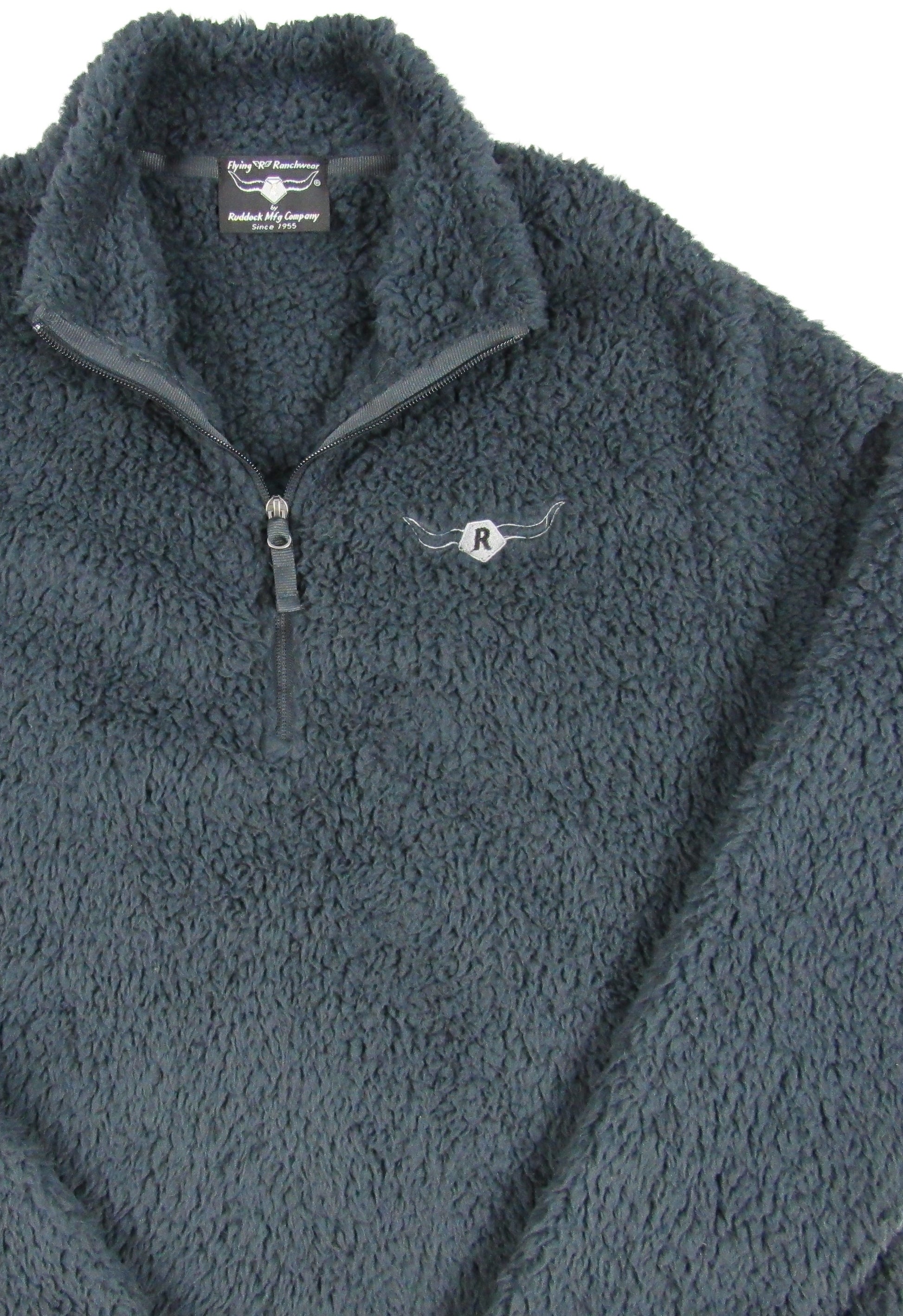 Charcoal gray sherpa fleece with 1/4 zipper by Flying R Ranchwear