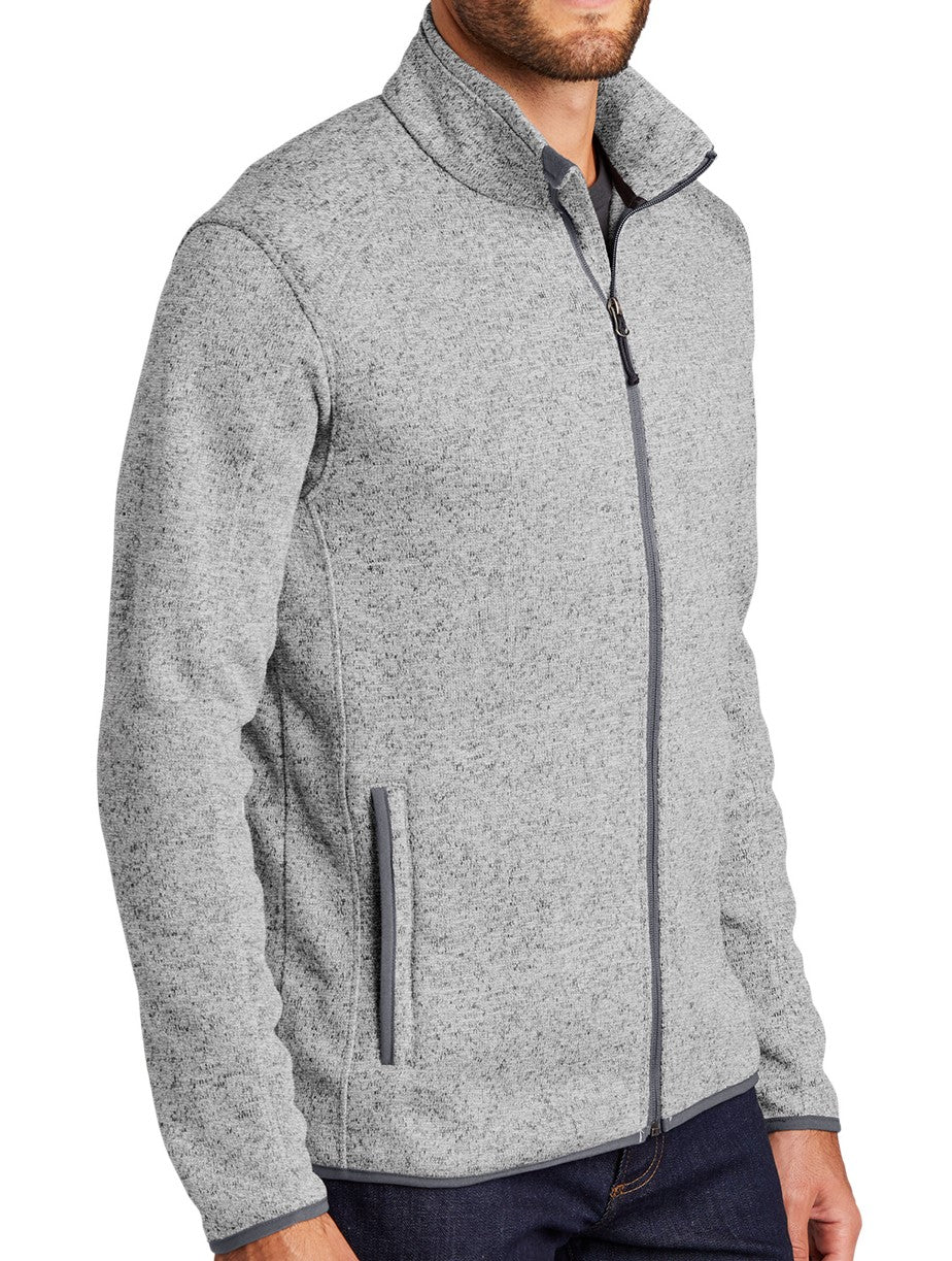 Fleece jacket with pockets and Flying R embroidery on chest in medium gray heather