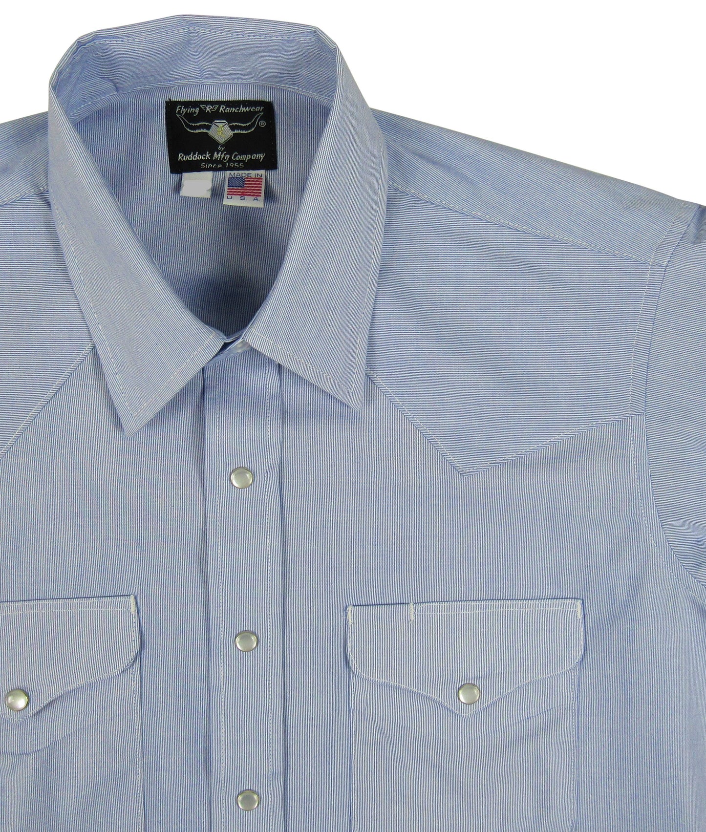 Flying R Ranchwear - Blue Micro Stripe - Long Sleeve - Snaps - Save $20!