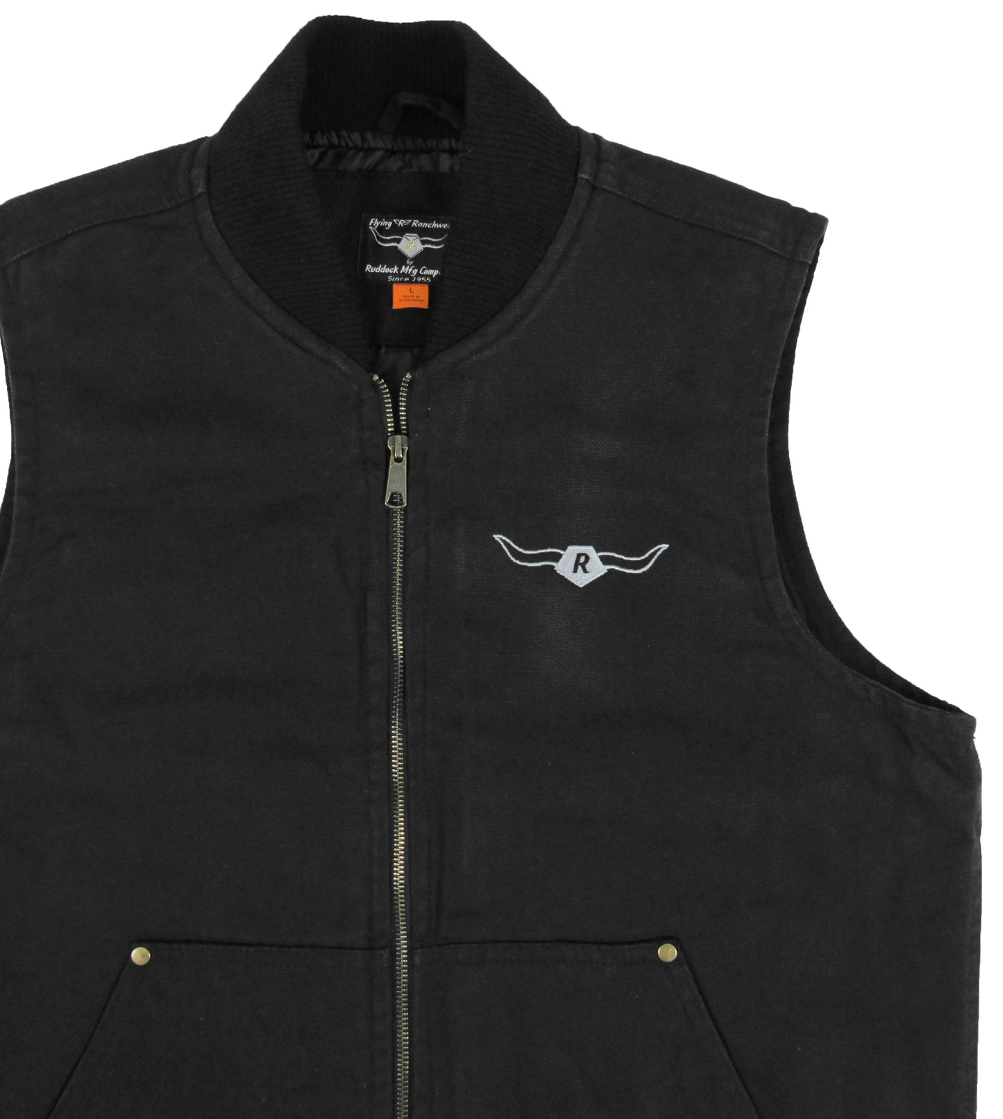 Prairie canvas vest in black by Flying R Ranchwear