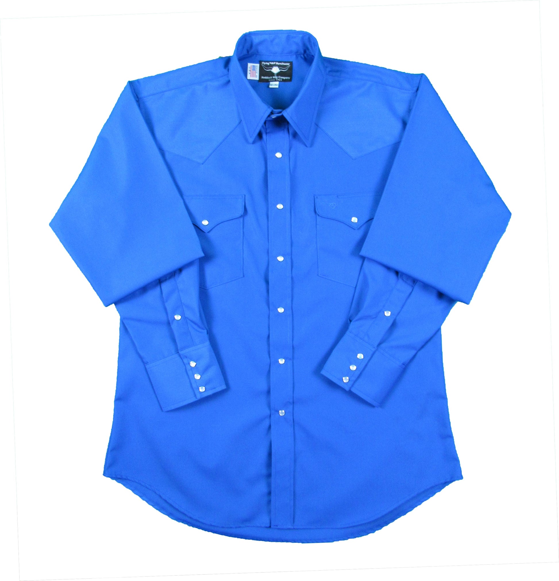 Flying R Ranchwear Rancher Crease shirt in Royal Blue Made in USA with snaps