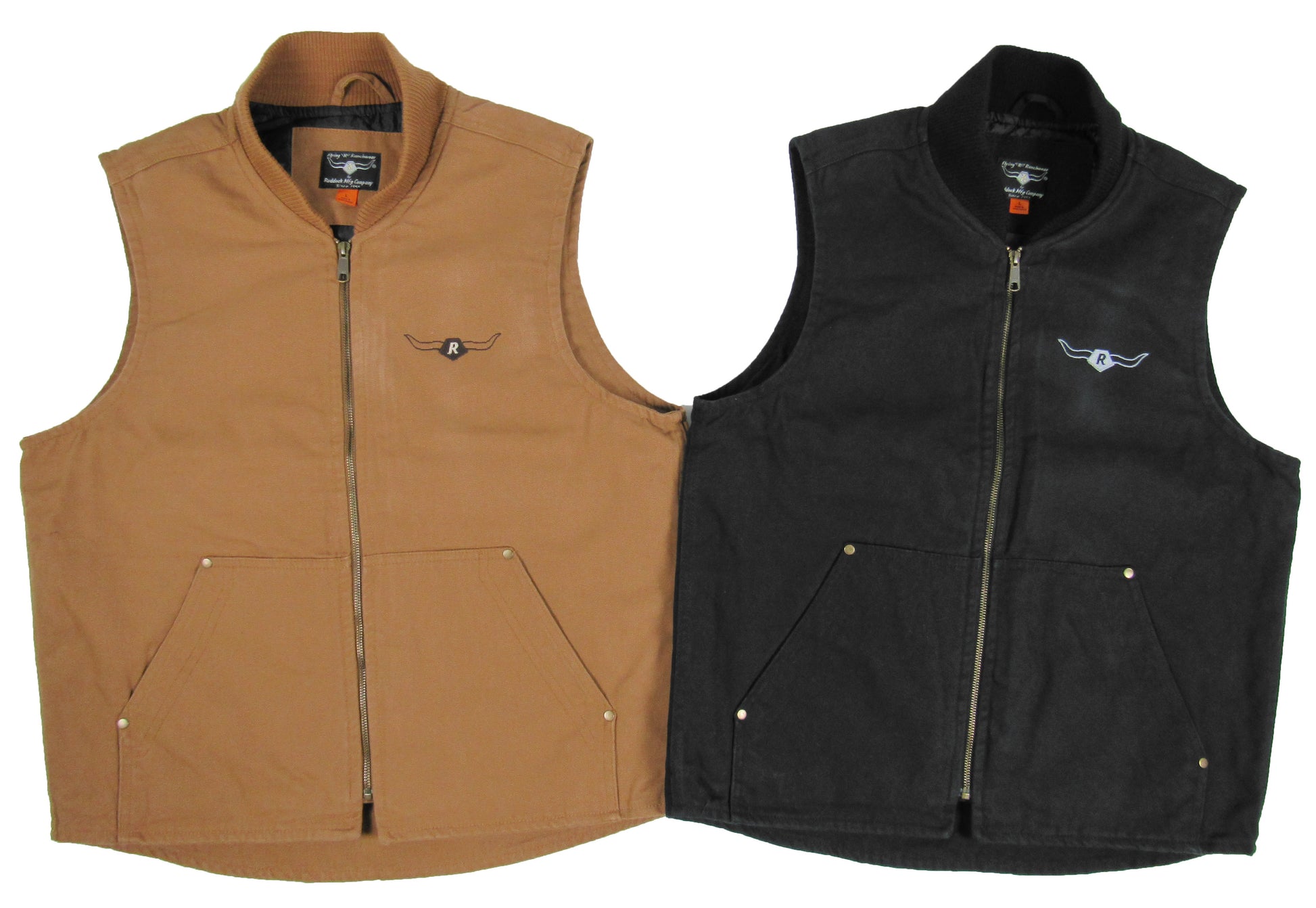 Prairie canvas vest in black and brown canvas by Flying R Ranchwear