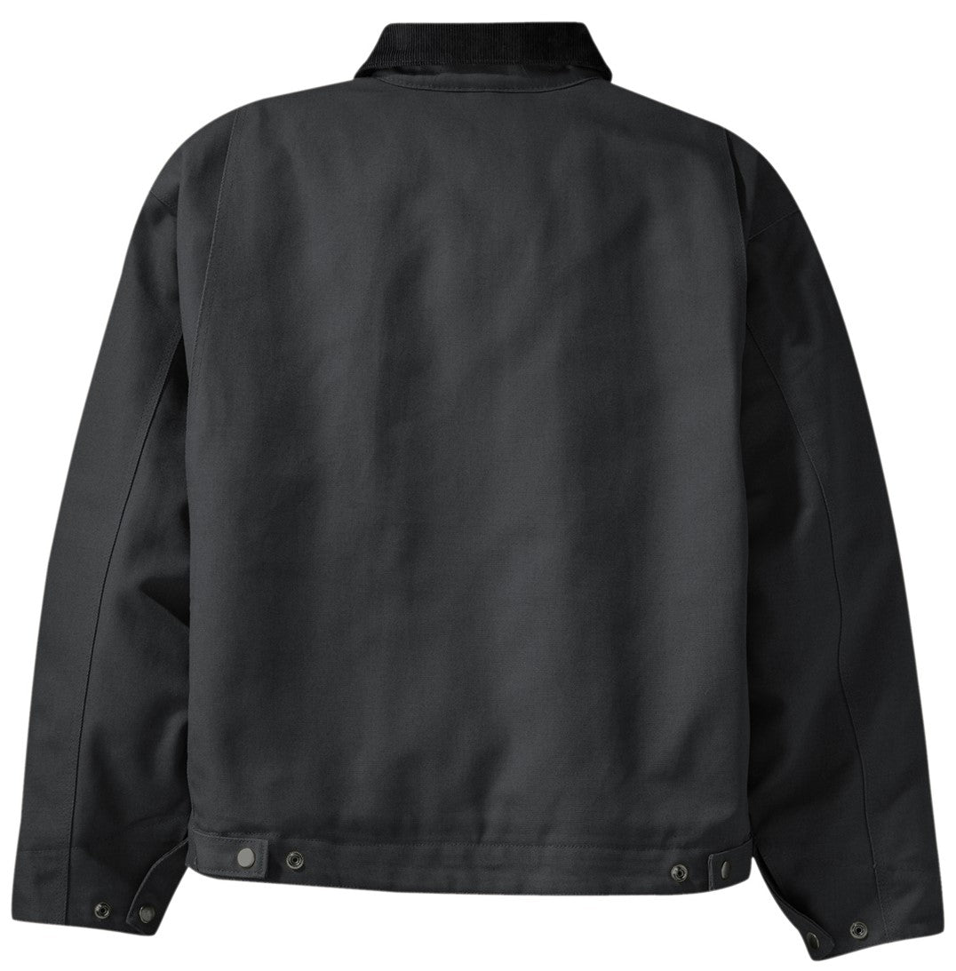 Slate gray duck cloth work jacket with metal zipper