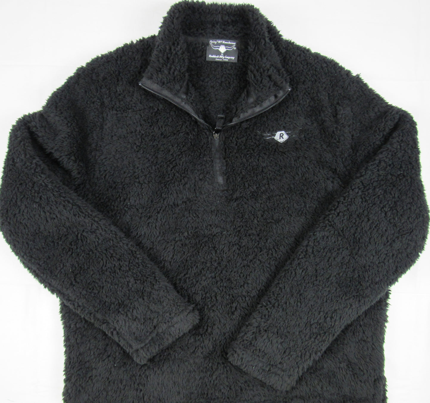 Deep Black sherpa fleece with 1/4 zipper by Flying R Ranchwear