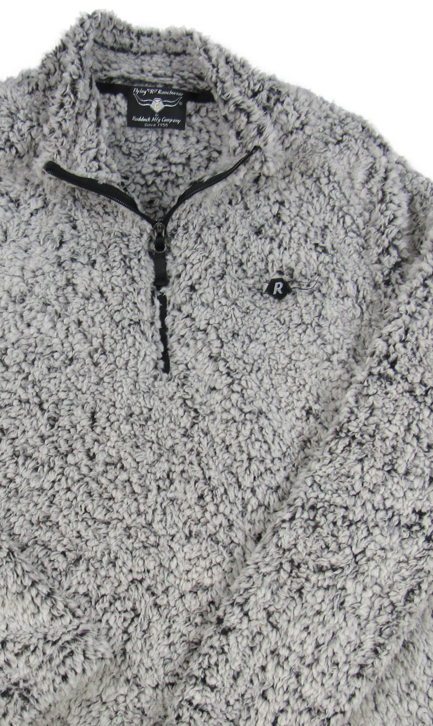 Gray Heather sherpa fleece with 1/4 zipper by Flying R Ranchwear
