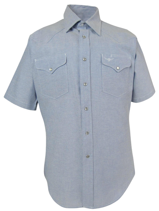 Hudson Chambray short sleeve by Flying R Ranchwear with snaps Made in USA