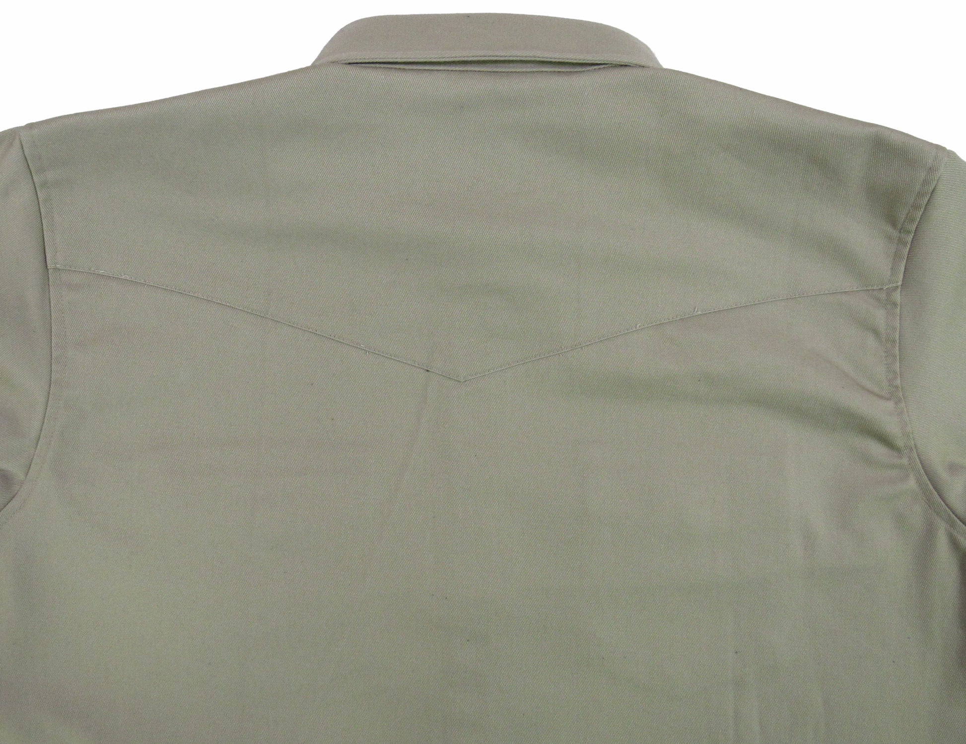 khaki twill shirt with snaps by Flying R Ranchwear Made in USA