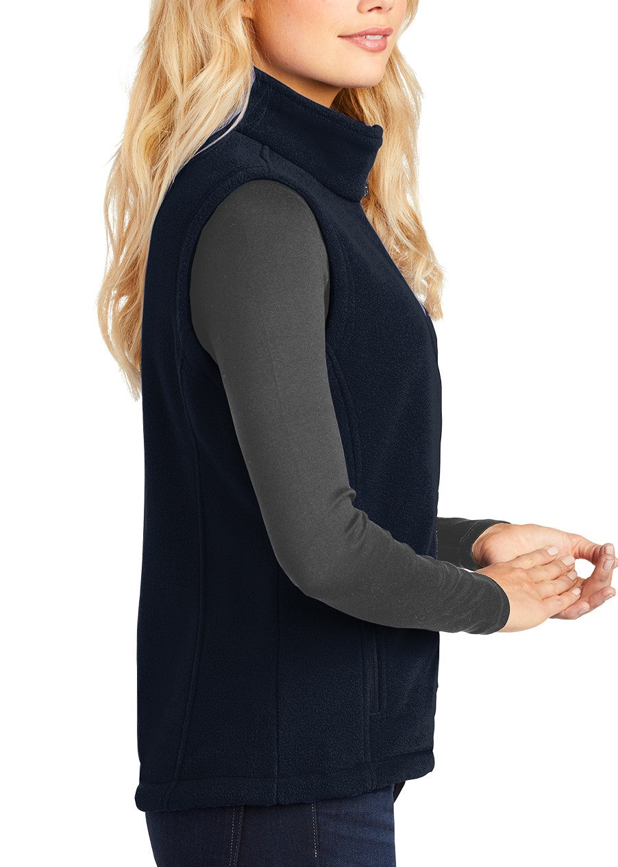 canyon fleece vest with zipper for ladies in navy blue color