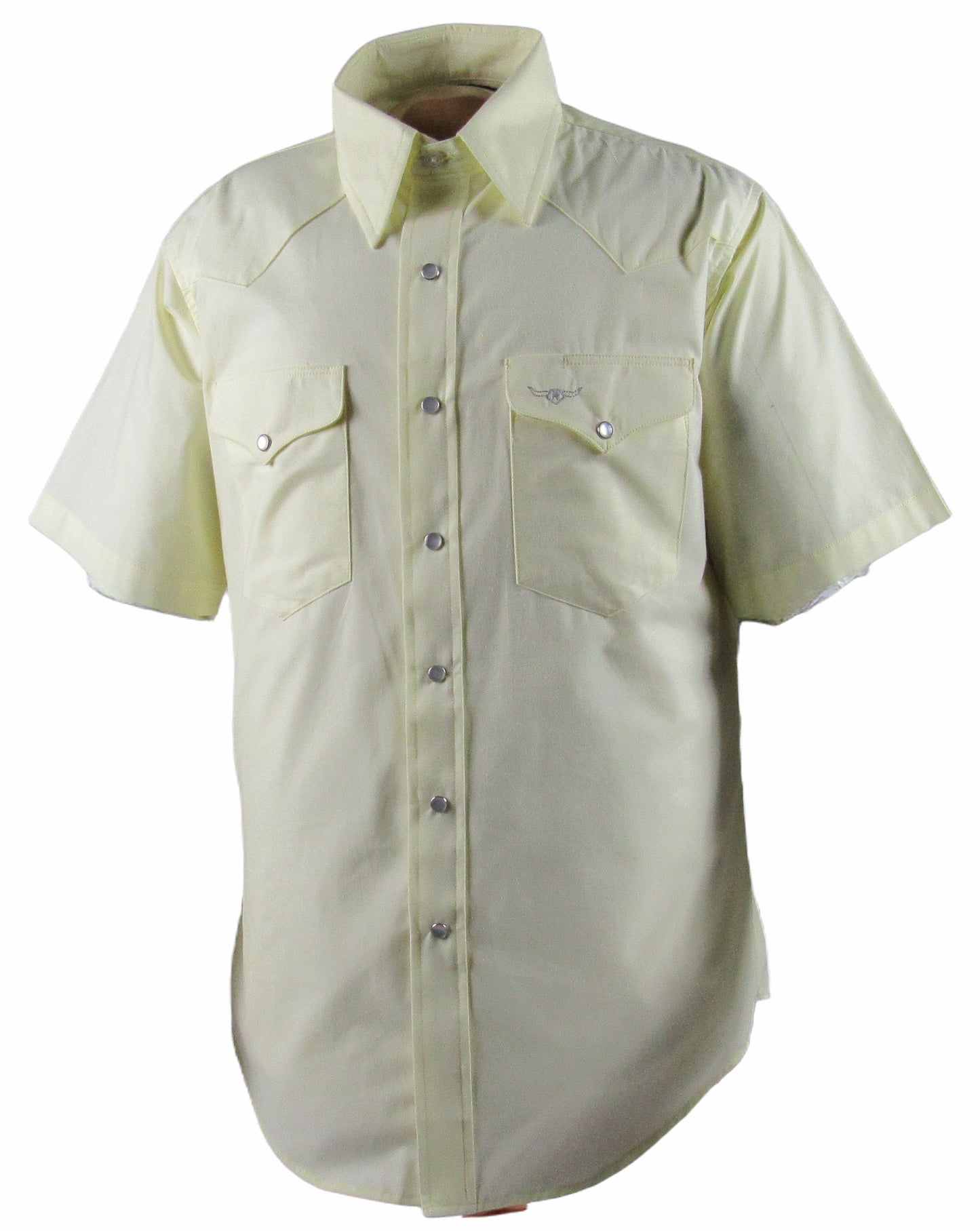 Pale Yellow short sleeve shirt with snaps by Flying R Ranchwear Made in USA