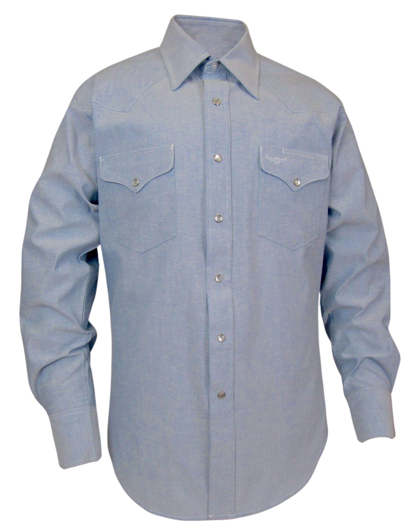 Flying R Ranchwear Made in USA Lt Blue Chambray with snaps