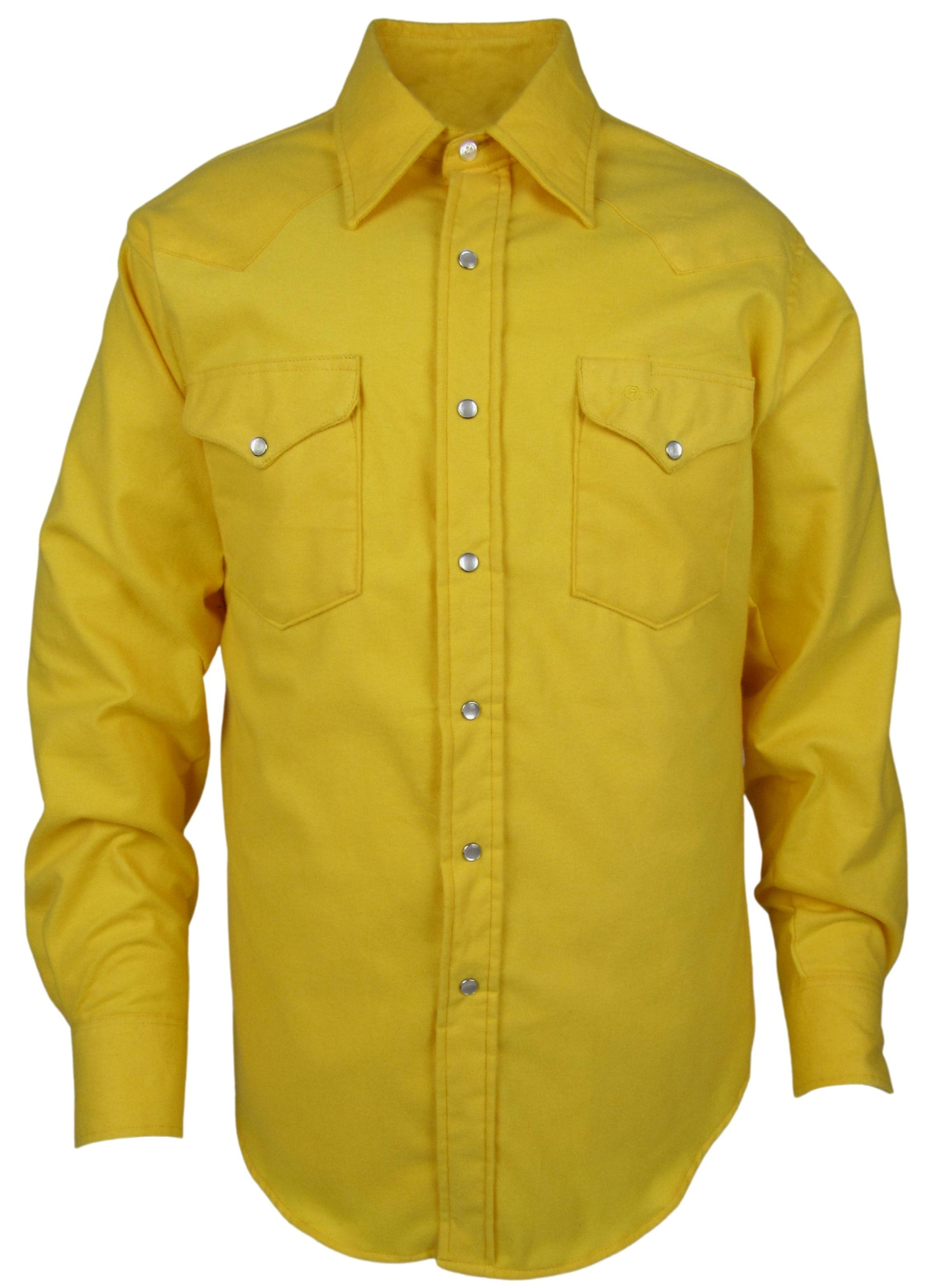 Flying R Ranchwear - Solid Flannel - Yellow - Long Sleeve - Snaps ...