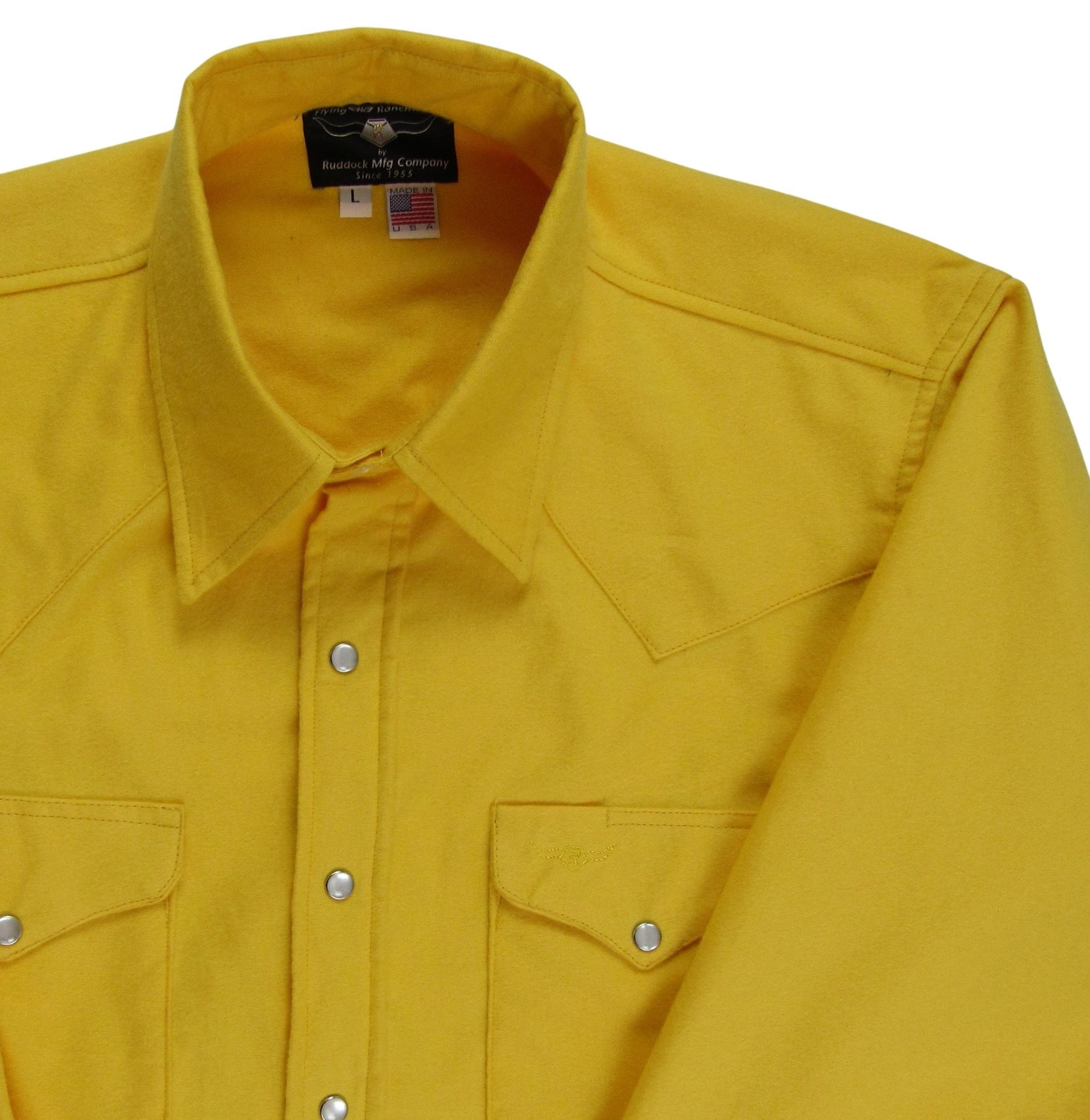 Flying R Ranchwear - Solid Flannel - Yellow - Long Sleeve - Snaps ...
