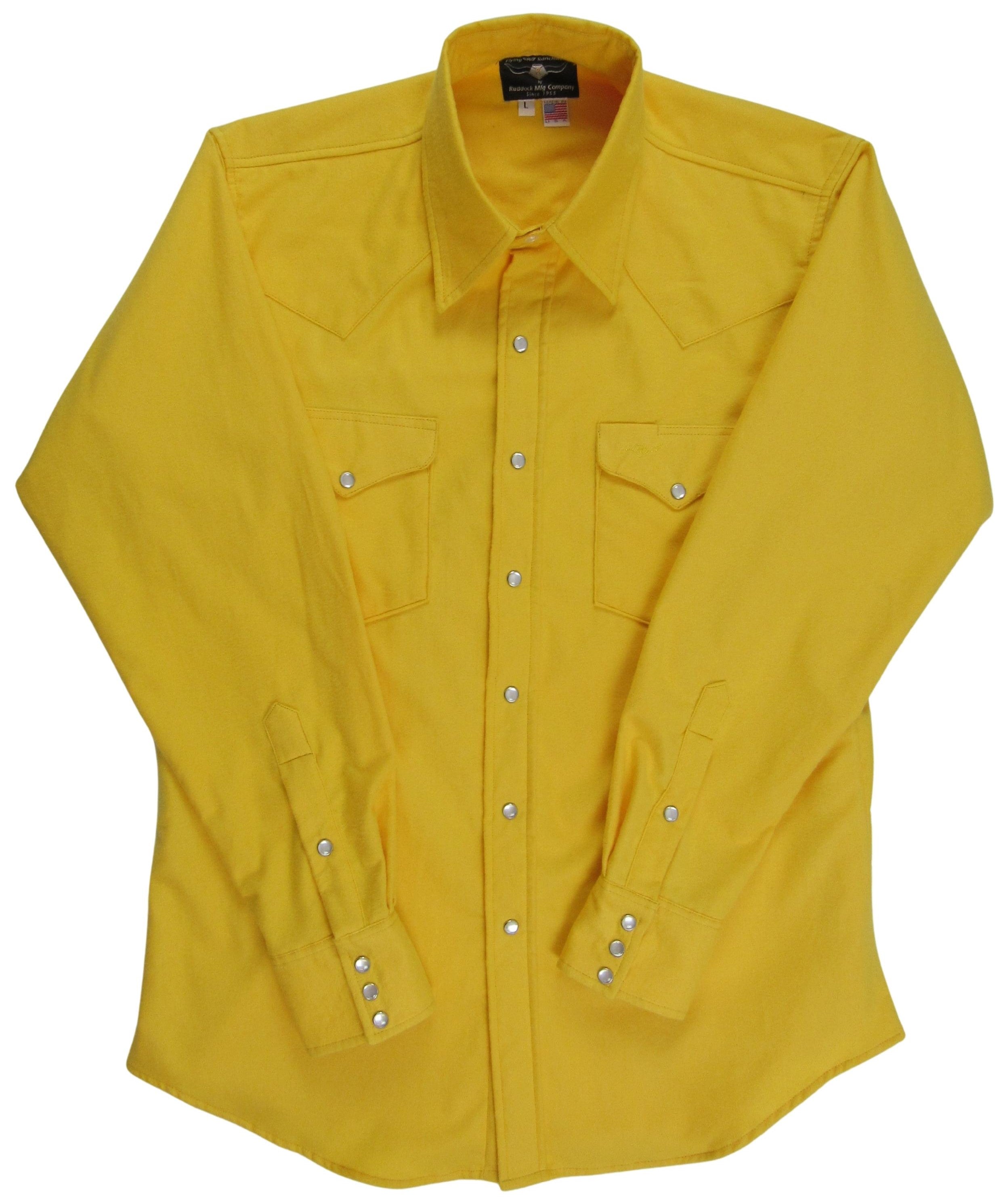 Flying R Ranchwear - Solid Flannel - Yellow - Long Sleeve - Snaps ...
